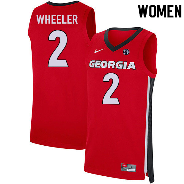 Women #2 Sahvir Wheeler Georgia Bulldogs College Basketball Jerseys Sale-Red